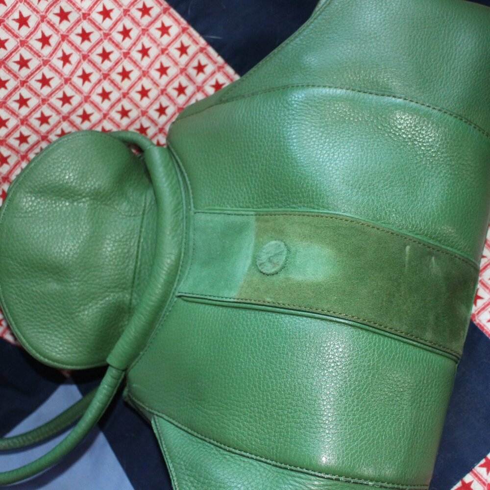 Vintage Cole Haan Green Leather Handbag Villager H04 Beautiful - Picture 8 of 9
